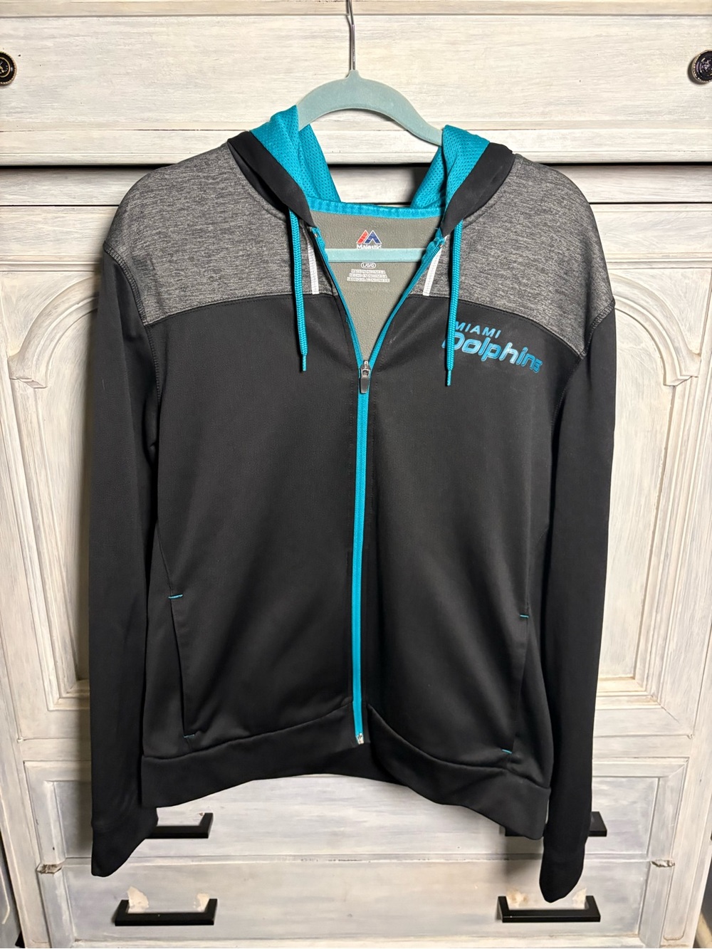 Men’s Majestic Miami Dolphins Full Zip Hoodie Thermobase NFL Football